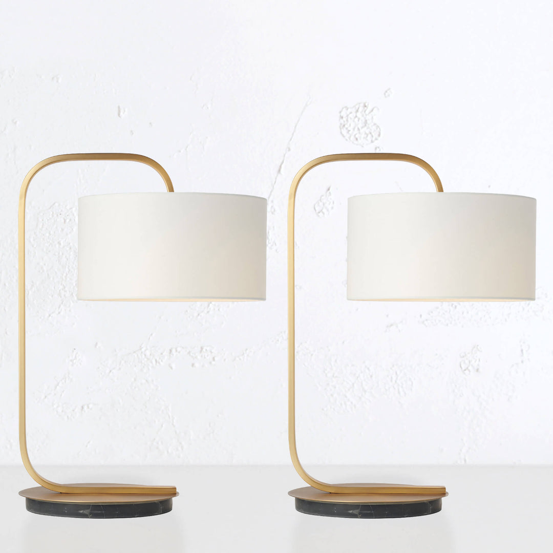 PRE ORDER  |  CORDELL TABLE LAMP BUNDLE x2  |  BRASS + BLACK MARBLE
