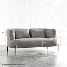 COSTERA 2 SEATER SOFA WITH MEASUREMENTS  |  JOVAN EARTH