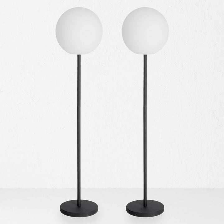 DINESH PORTABLE OUTDOOR LED FLOOR LAMP BUNDLE x2 | WHITE + BLACK