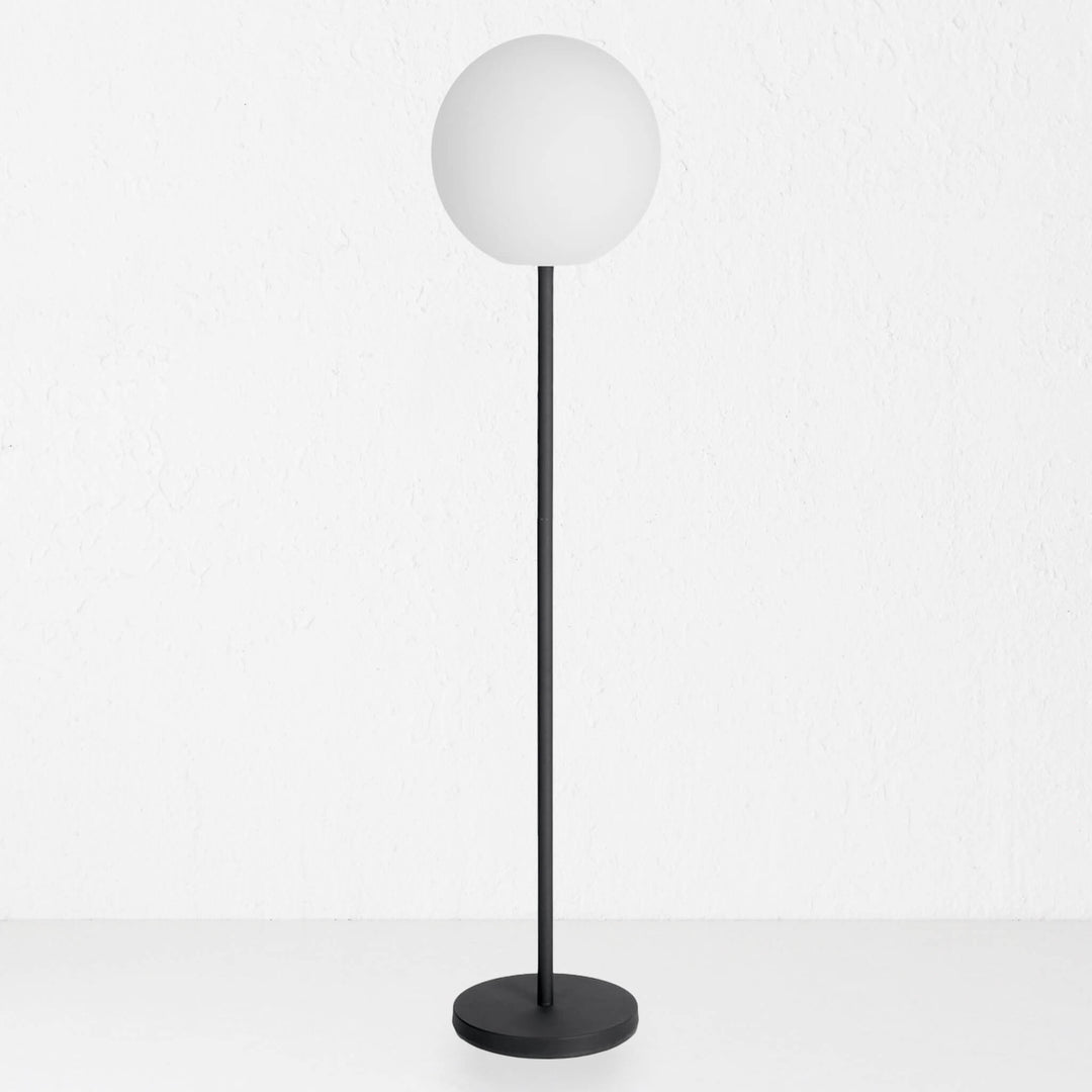 DINESH PORTABLE OUTDOOR LED FLOOR LAMP  |  WHITE + BLACK
