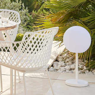 DINESH PORTABLE OUTDOOR LED LAMP ON STAND | WHITE + WHITE  |  STYLED