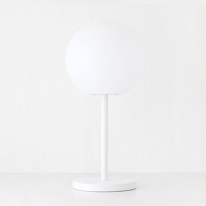 DINESH PORTABLE OUTDOOR LED LAMP ON STAND | WHITE + WHITE