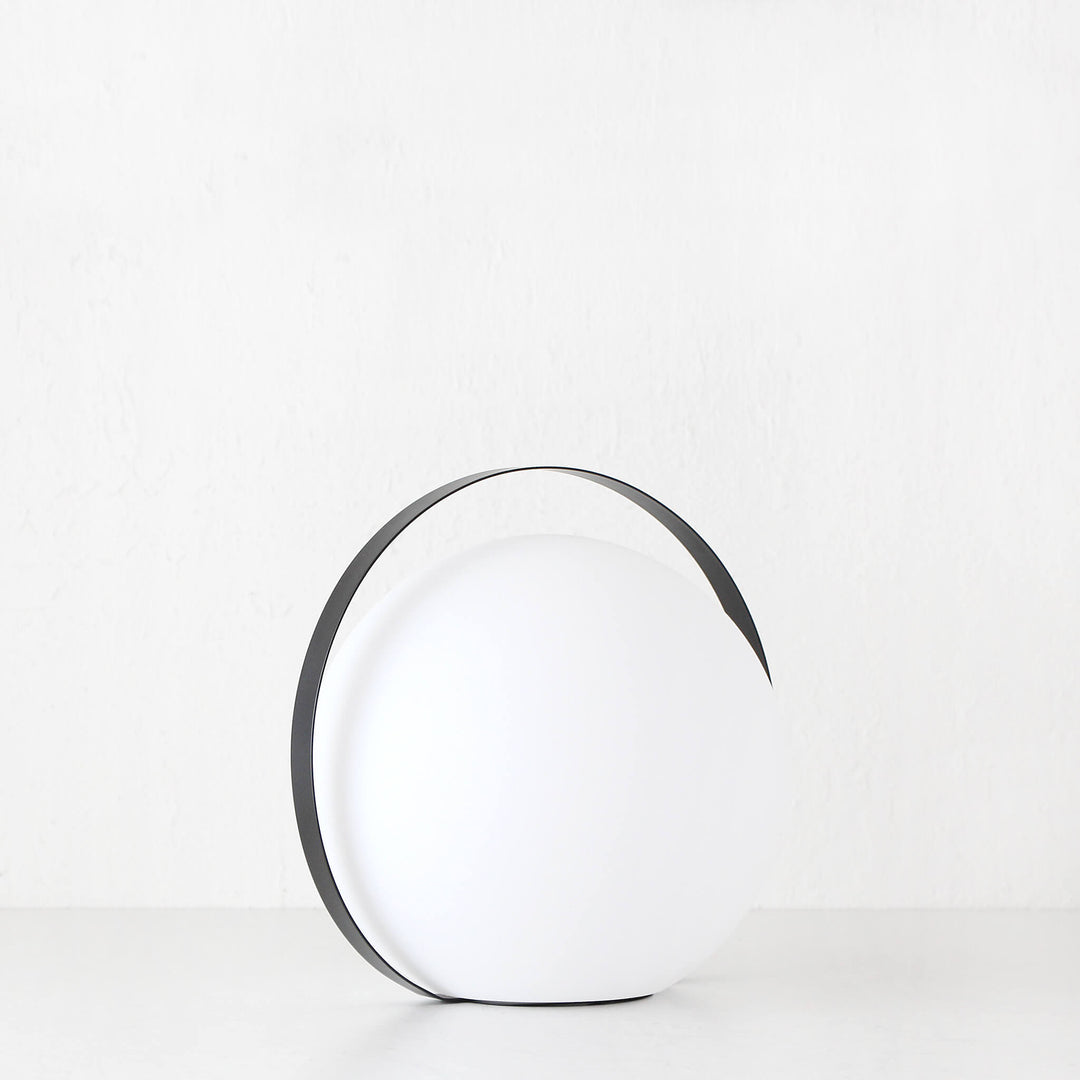 DINESH PORTABLE OUTDOOR LED LAMP  |  WHITE + BLACK