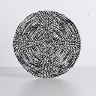 DEMI COTTON ROUND PLACEMAT  |  BLUE + WHITE  | 