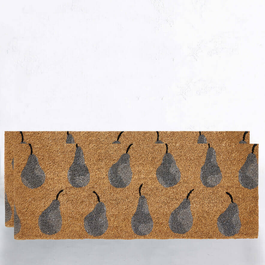 LIVING BY DESIGN EXCLUSIVE  |  PEARS FRENCH DOORMAT BUNDLE x2  |  CHARCOAL  |  120CM X 45CM