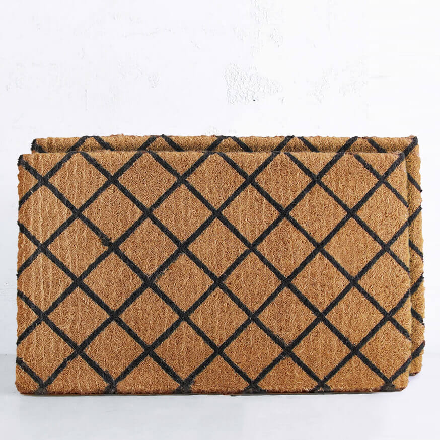 TRELLIS DOOR MAT | LARGE BUNDLE x 2 | 75CM x 45CM | BLACK