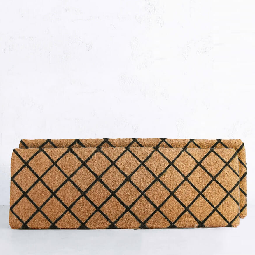 TRELLIS DOOR MAT | FRENCH DOOR SIZE | BUNDLE x 2 | 120CM x 40CM | BLACK