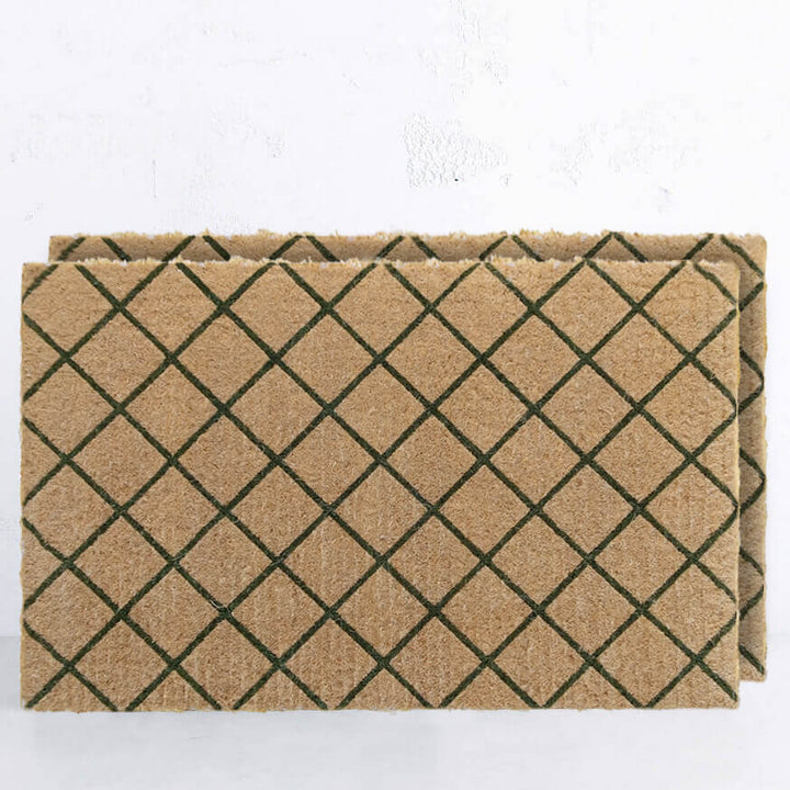 PRE ORDER | LIVING BY DESIGN EXCLUSIVE | OLIVE GREEN TRELLIS DOORMAT BUNDLE x2 | 106CM x 66CM