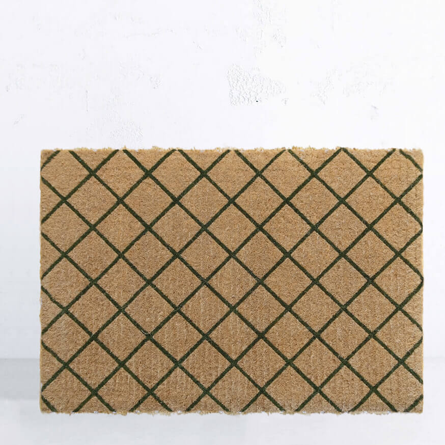 PRE ORDER | LIVING BY DESIGN EXCLUSIVE | OLIVE GREEN TRELLIS DOORMAT | 90CM x 66CM