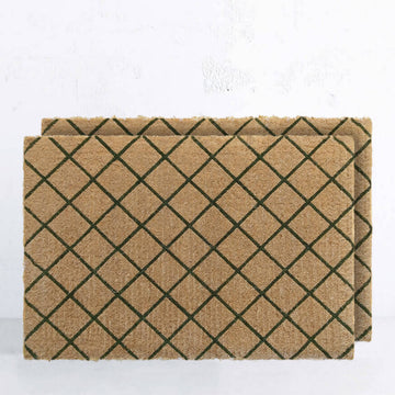 PRE ORDER | LIVING BY DESIGN EXCLUSIVE | OLIVE GREEN TRELLIS DOORMAT BUNDLE x2 | 90CM x 66CM