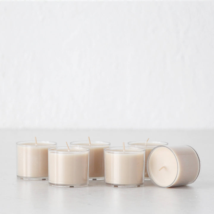 ELUME  |  MINI GLASS SOY CANDLES SET OF 6  |  COCONUT + VANILLA BEAN | 15% BUNDLE SALE