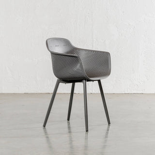 ETTA MESH WRAP INDOOR/OUTDOOR DINING CHAIR  |  GRANITE GREY  |  ANGLED