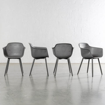ETTA MESH WRAP INDOOR/OUTDOOR DINING CHAIR  |  GRANITE GREY  |  BUNDLE x 4