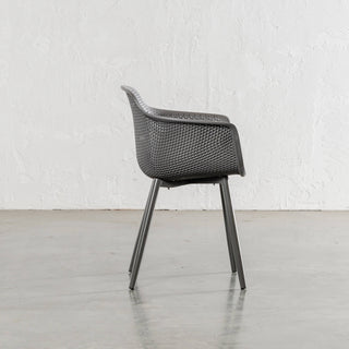 ETTA MESH WRAP INDOOR/OUTDOOR DINING CHAIR  |  GRANITE GREY  |  SIDE VIEW
