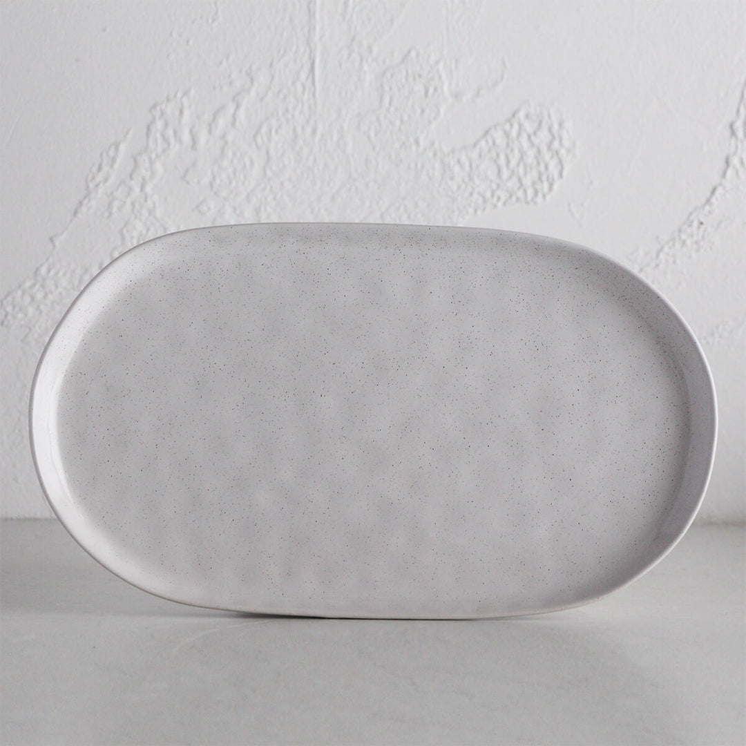 SPECKLE MILK OVAL SERVING PLATTER   |  40CM  SERVING WARE