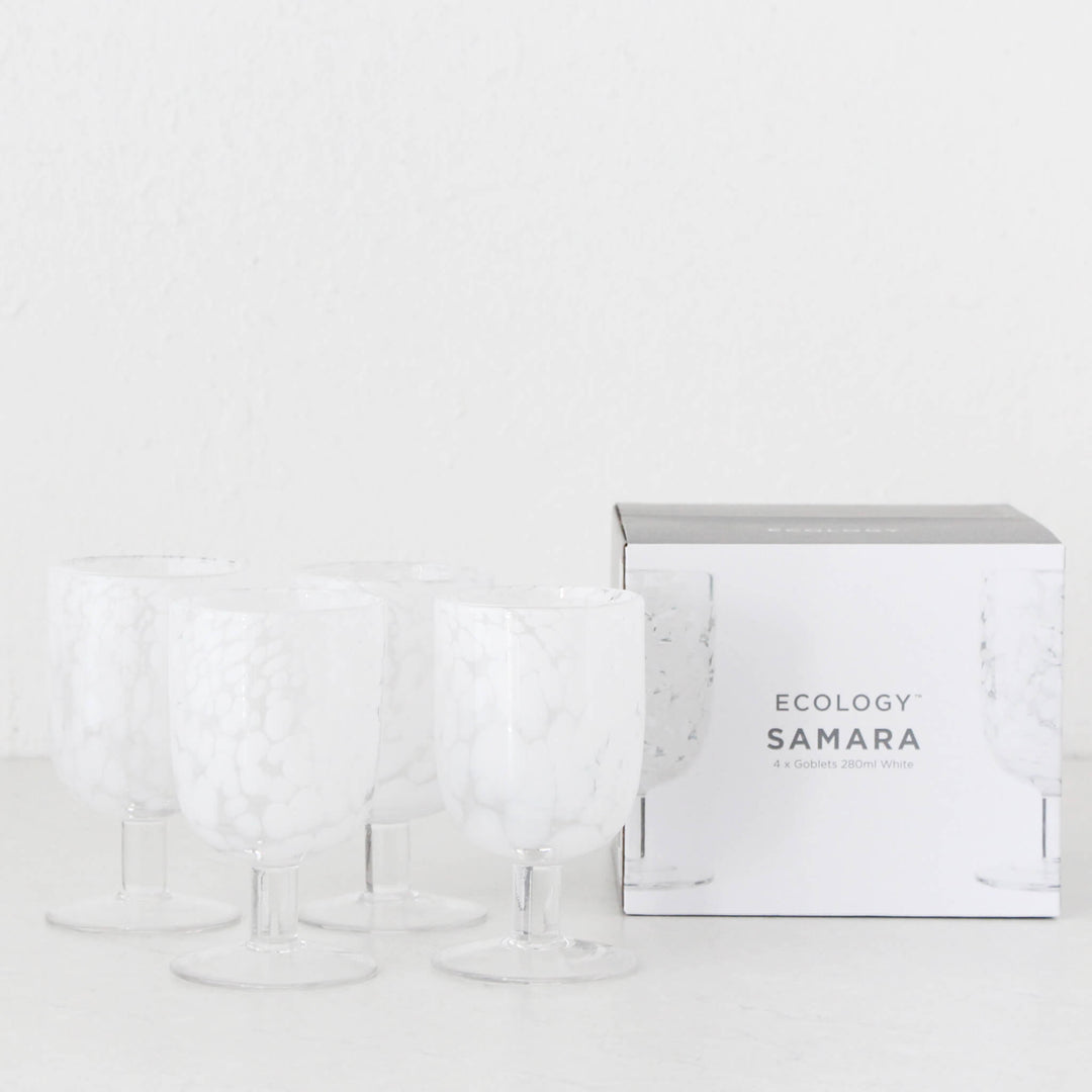 SAMARA GOBLET WINE GLASSES  |  SET OF 8  |  WHITE