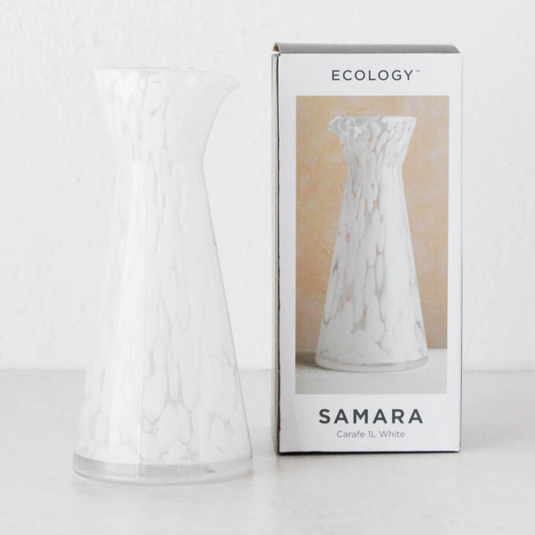 SAMARA GLASS PITCHER  |  1 LITRE CARAFE  |  WHITE