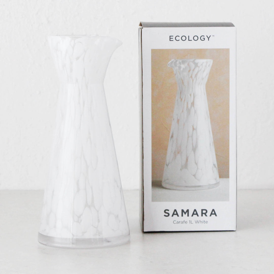 SAMARA GLASS PITCHER BUNDLE X2  |  1 LITRE CARAFE  |  WHITE