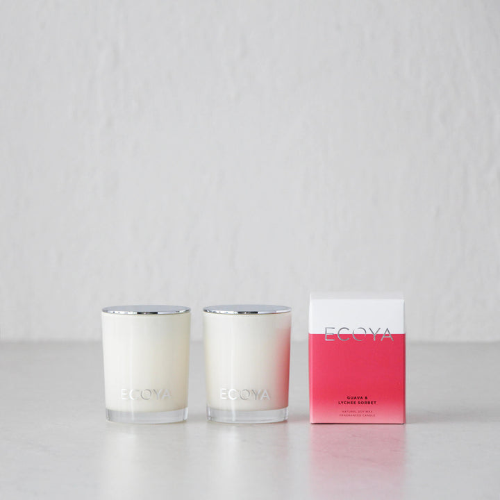 ECOYA MINI MADISON CANDLE  |  NATURAL SOY WAX CANDLE  |  GUAVA + LYCHEE SORBET  |  BUNDLE OF 2