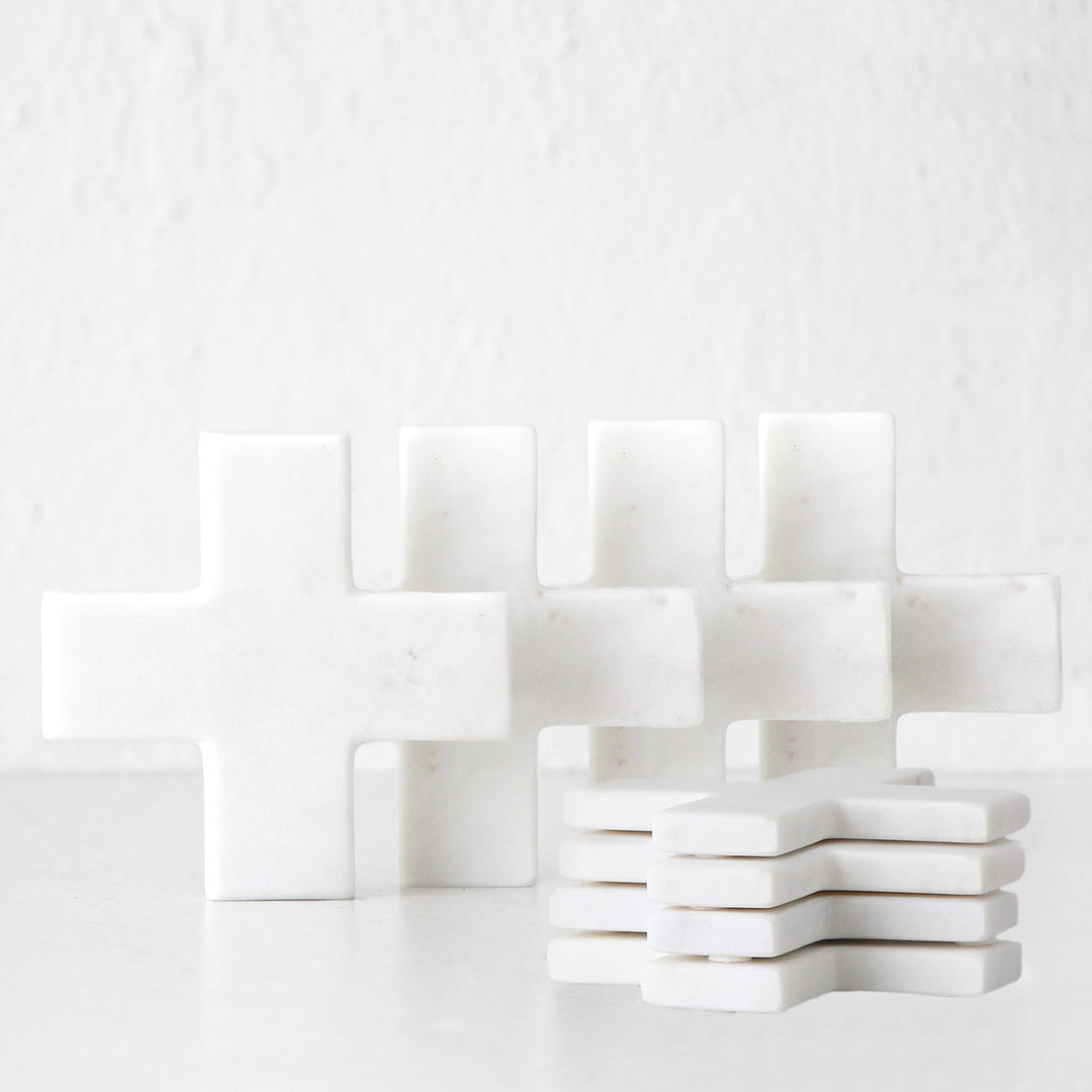 ELIOT WHITE MARBLE COASTERS | SET OF 8