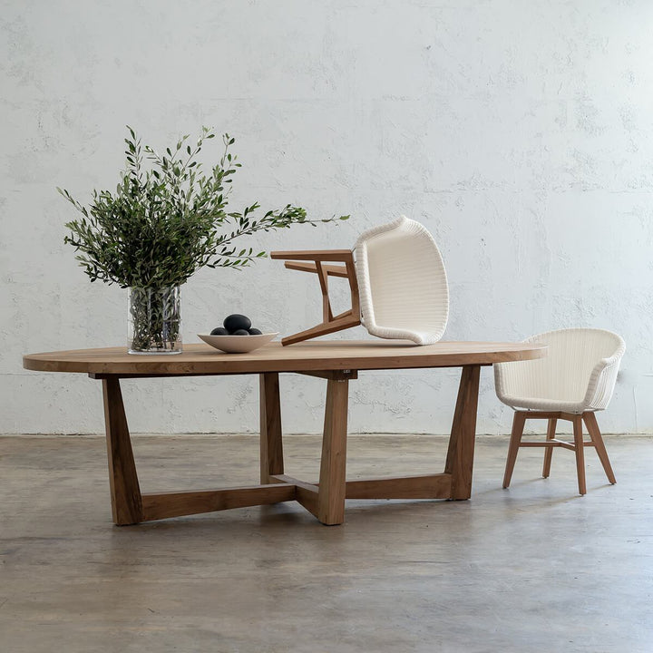 FLORENCE RECLAIMED TEAK OVAL DINING TABLE  |  OUTDOOR TIMBER FURNITURE  |  TIMBER DINING TABLE