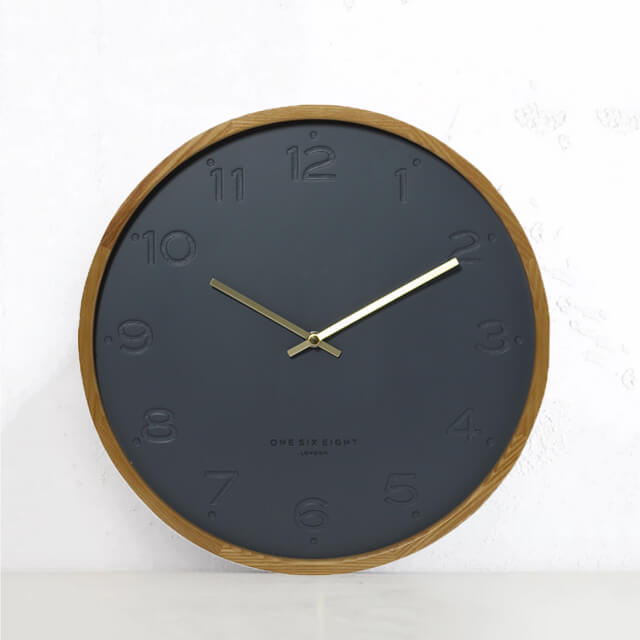 FREYA SILENT WALL CLOCK | CHARCOAL WOOD | 35CM DIAMETER