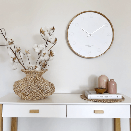 FREYA SILENT WALL CLOCK | CHARCOAL WHITE | 35CM DIAMETER  |  SCANDI APARTMENT