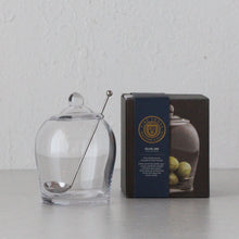 GLASS OLIVE JAR + SERVING SPOON BOXED SET