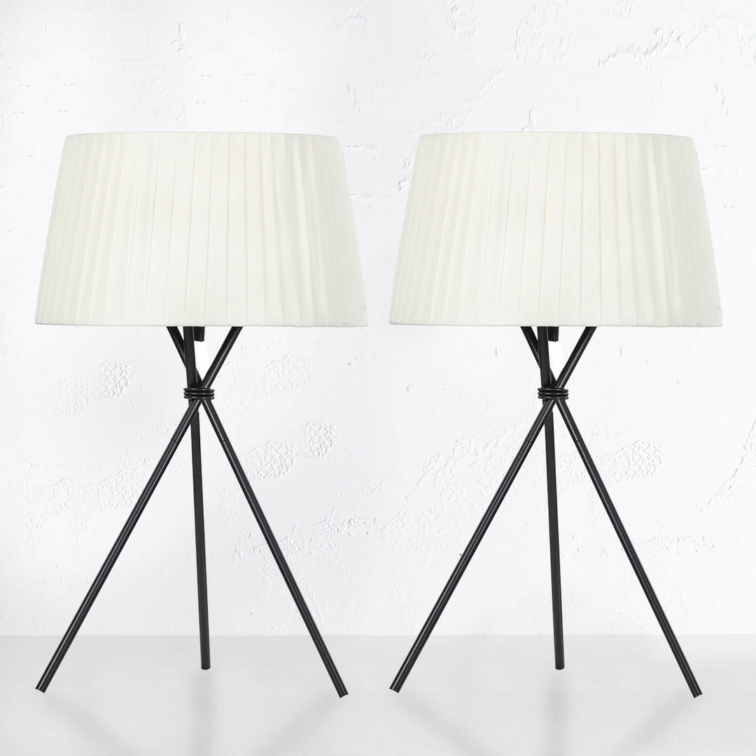 HARRIET TRIPOD TABLE LAMP BUNDLE x2  |  BLACK + CREAM