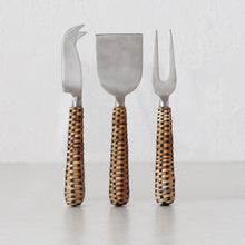 ZAMBIA  | CHEESE KNIFE SET | RATTAN + STAINLESS STEEL