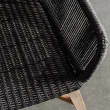 INIZIA WOVEN RATTAN INDOOR / OUTDOOR DINING CHAIR  |  MONUMENT BLACK CLOSE UP