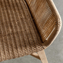 INIZIA WOVEN RATTAN INDOOR / OUTDOOR DINING CHAIR  |  WARM HUSK CLOSE UP