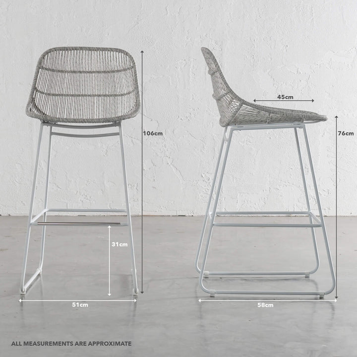 INIZIA COOPER WOVEN INDOOR / OUTDOOR BAR CHAIR BUNDLE x 2  |  ASH GREY