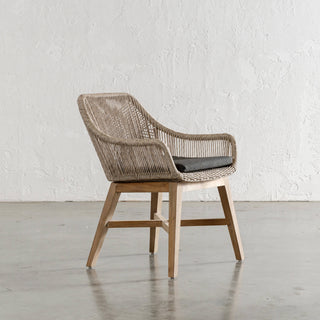 INIZIA WOVEN RATTAN INDOOR / OUTDOOR DINING CHAIR WITH CUSHION  |  BIRCH ASH