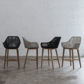 INIZIA WOVEN OUTDOOR BAR STOOL  | BAR CHAIR  |  MONUMENT BLACK  |  MODERN RATTAN