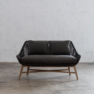 INIZIA WOVEN OUTDOOR 2 SEAT SOFA LOUNGE  |  MODERN RATTAN  |  MONUMENT BLACK