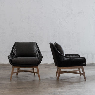 INIZIA WOVEN OUTDOOR LOUNGE CHAIR  |  MONUMENT BLACK  |  MODERN RATTAN
