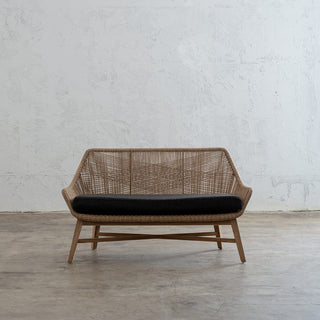 INIZIA WOVEN INDOOR OUTDOOR 2 SEAT SOFA LOUNGE  |  HAMPTONS MODERN RATTAN  |  WARM HUSK