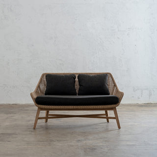 INIZIA WOVEN INDOOR OUTDOOR 2 SEAT SOFA LOUNGE  |  HAMPTONS MODERN RATTAN  |  WARM HUSK