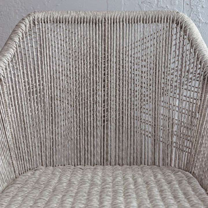 INIZIA WOVEN RATTAN INDOOR / OUTDOOR DINING CHAIR | ASH GREY DETAIL