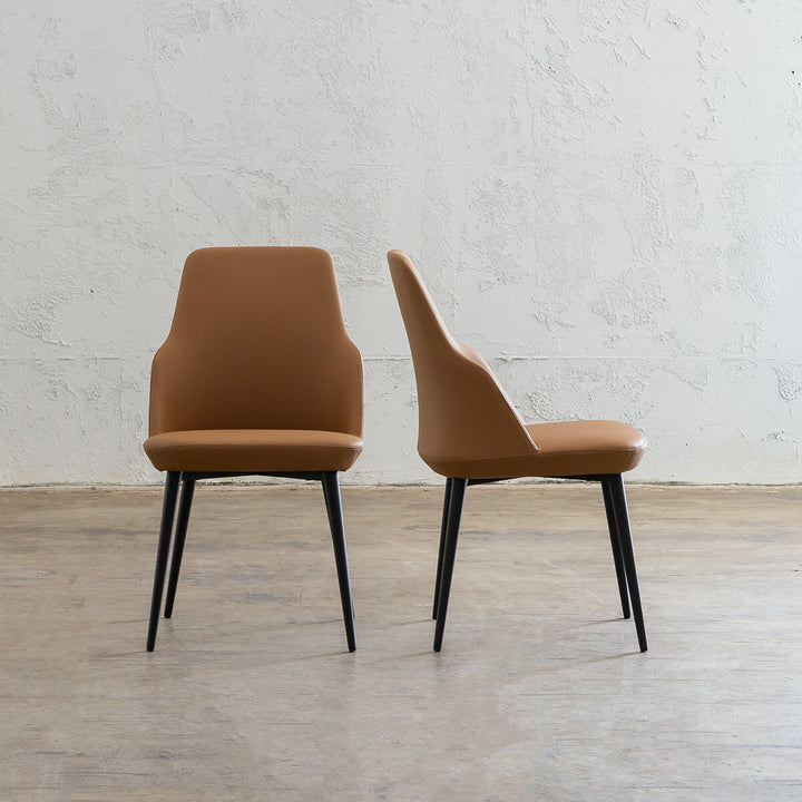 JAKOB DINING CHAIR  |  FAUX LEATHER  |  SADDLE TAN