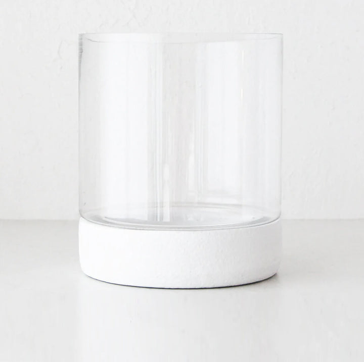 JARLOW CEMENT + GLASS HURRICANE LANTERN | CANDLE HOLDER