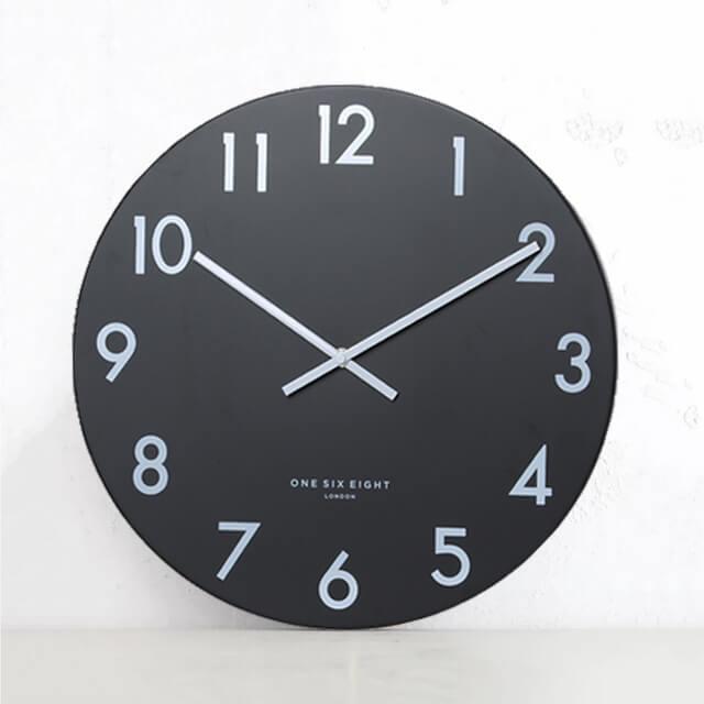 JACKSON SILENT WALL CLOCK | BLACK CLOCK | 40CM DIAMETER  |  MODERN APARTMENT CLOCK