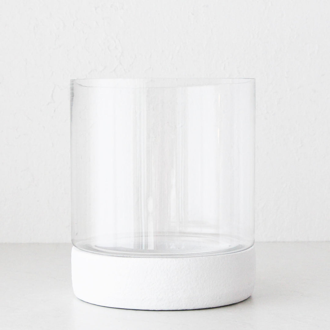 JARLOW CEMENT + GLASS HURRICANE LANTERN BUNDLE x 2  |  CANDLE HOLDER