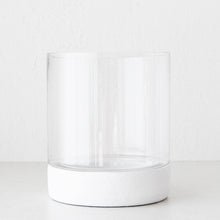 JARLOW CEMENT + GLASS HURRICANE LANTERN  |  CANDLE HOLDER