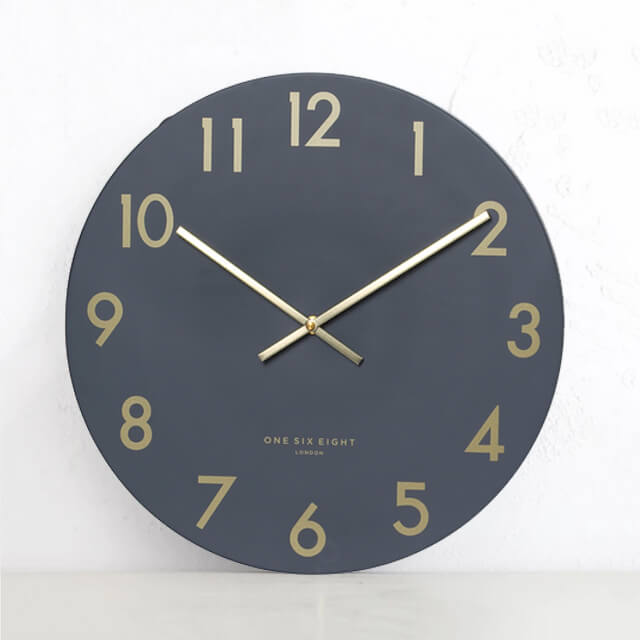 JONES SILENT WALL CLOCK | CHARCOAL GREY CLOCK | 40CM DIAMETER  |  ONE SIX EIGHT LONDON