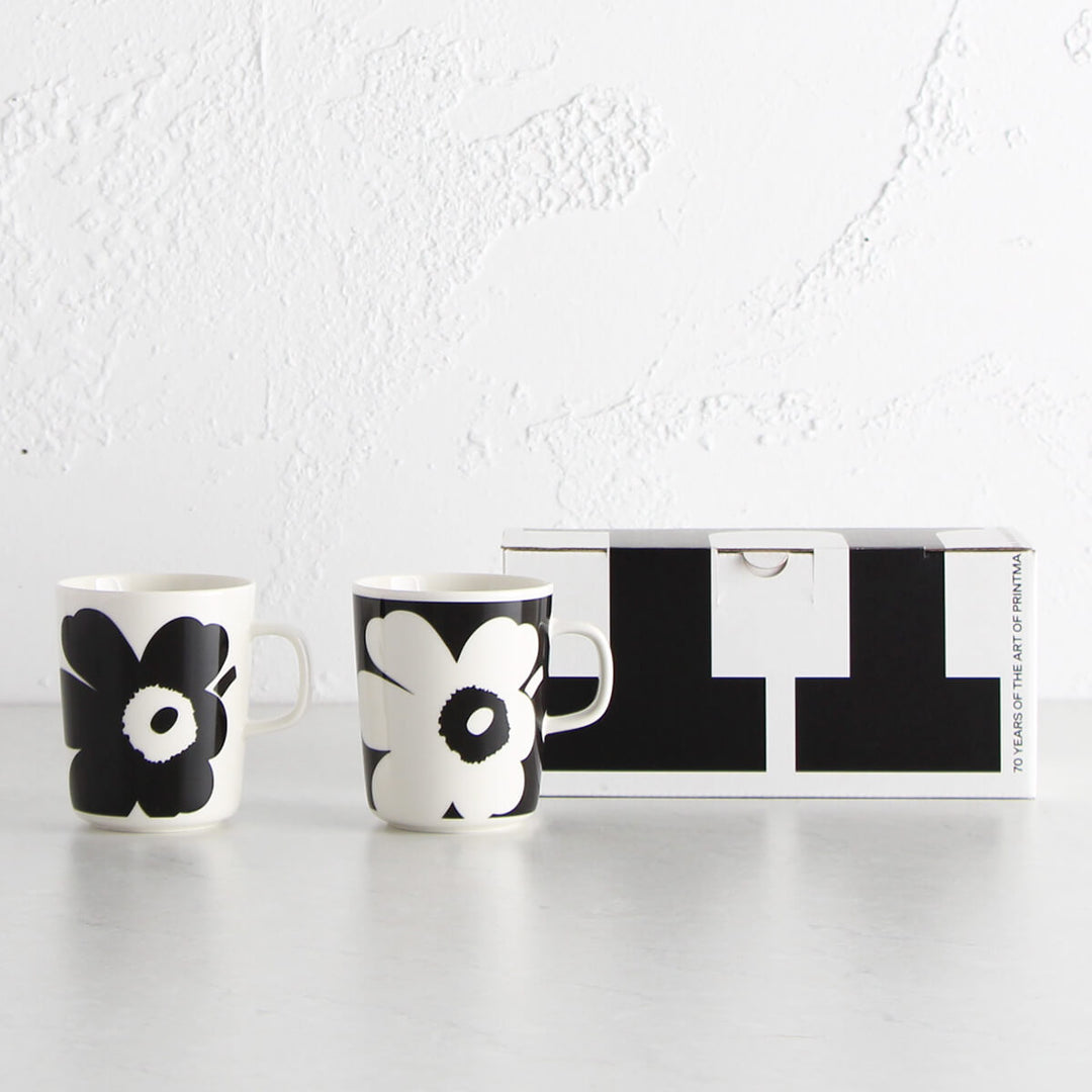 MARIMEKKO | JUHLA UNIKKO MUG 2.5DL | LIMITED EDITION | BLACK + WHITE | SET OF 2