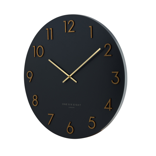 KATELYN METAL WALL CLOCK | CHARCOAL | 40CM DIAMETER  SIDE VIEW