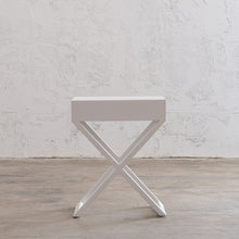 AMARA CROSS LEG BEDSIDE TABLE  |  WHITE GRAIN