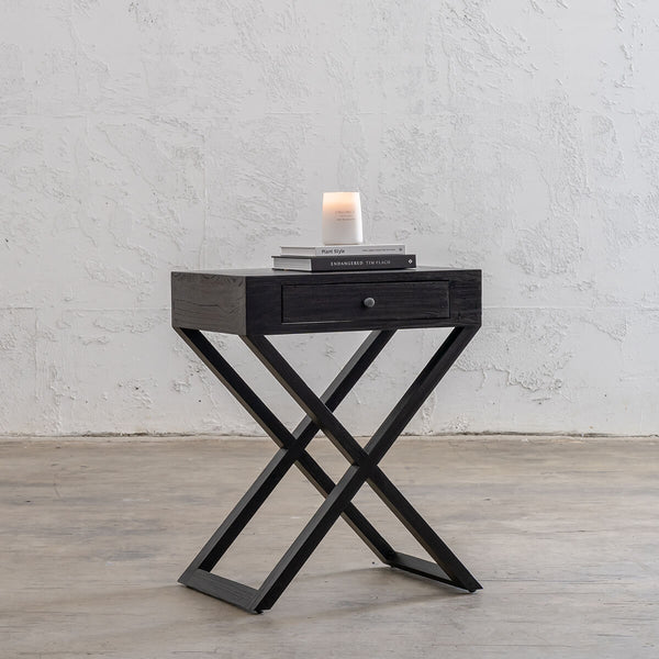 Black cross legged on sale bedside table